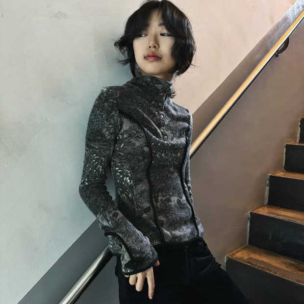 오즈온 오리엔탈 니트 매쉬 탑