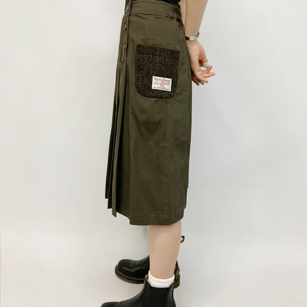 헤리스 트위드 플리츠 스커트