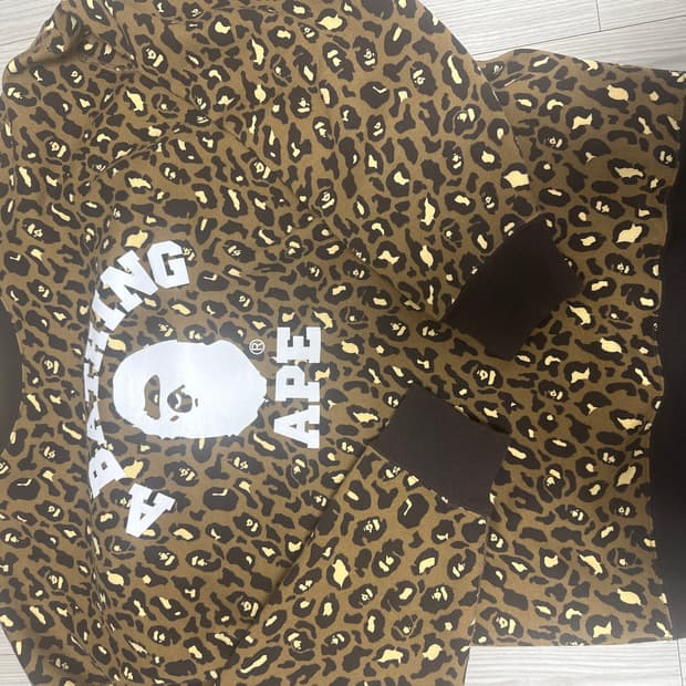 베이프 레오파드 호피 맨투맨 후드티 s