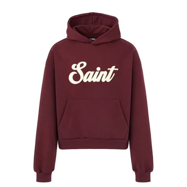 [XL] 디앤에스알 크롭 세인트 후디 버건디