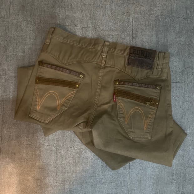 Edwin 에드윈 올드스쿨아메카지펑크y2k 웨스턴팬츠 브라운