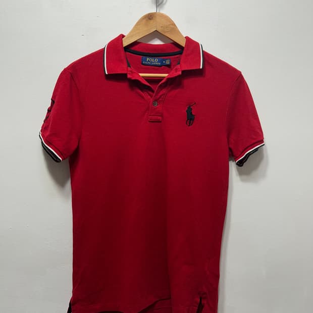 랄프로렌 폴로 레드 셔츠 반팔 빅포니 M 