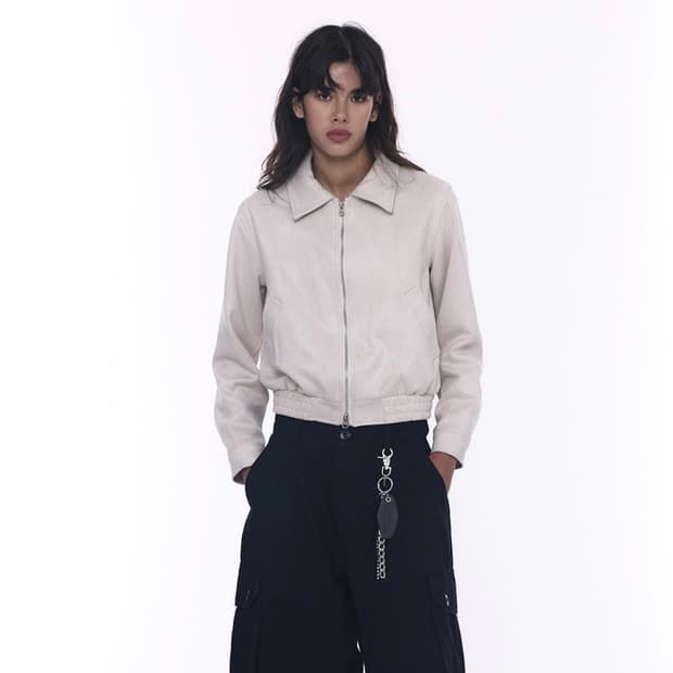 (새상품) 비건 스웨이드 투웨이 블루종