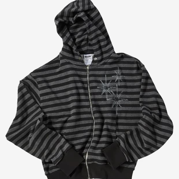 언타이틀 스테리나잇 스트라이프 후드집업 블랙