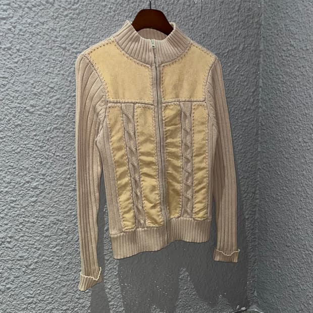 CARNOT 꽈배기 니트 집업