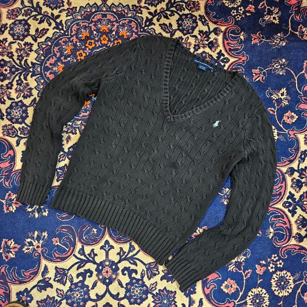 랄프로렌 블루포니 차콜 케이블 니트 L size