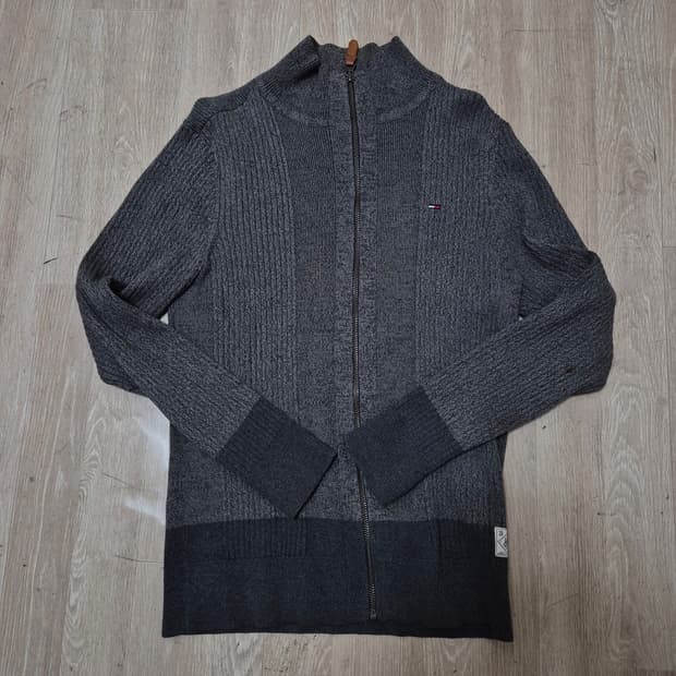 타미힐피거 데님 미니 플래그 모직 니트집업