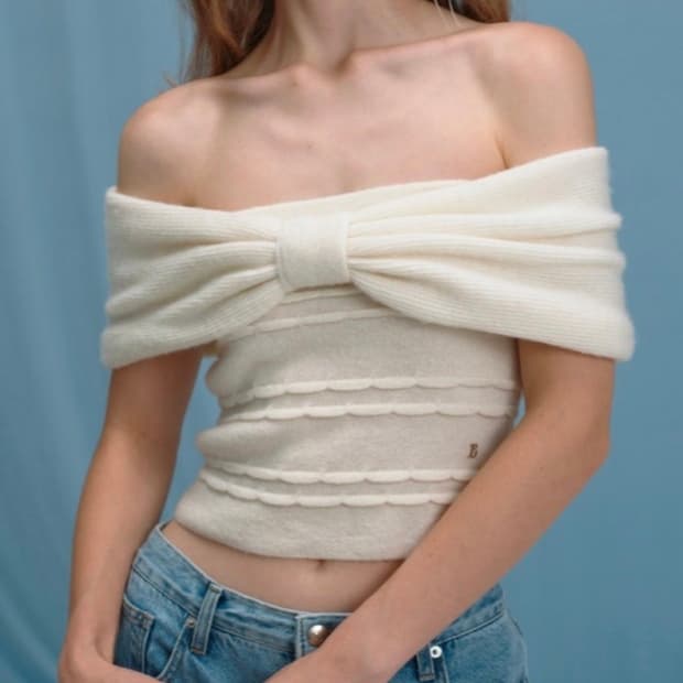 더바넷 리본 니트 아이보리