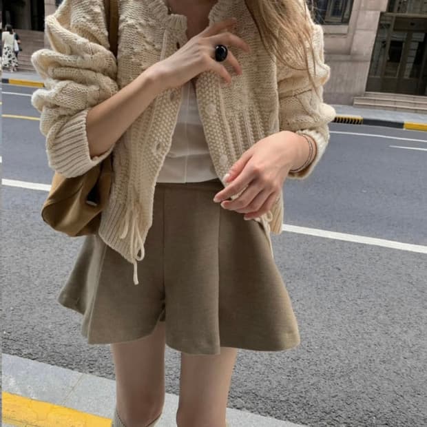 포스터 루브 리본 니트 가디건