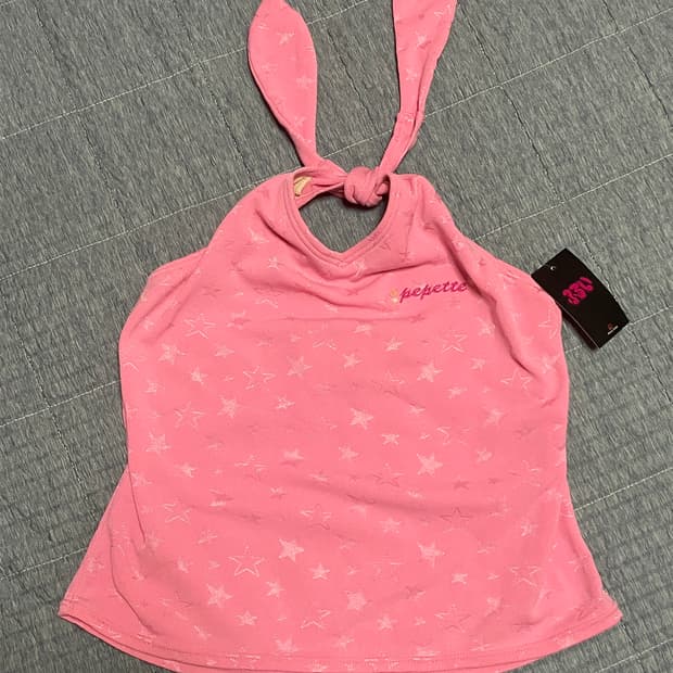 후루이 빈티지 갸루 별 핑크 홀터넥 탱크탑 슬리브리스