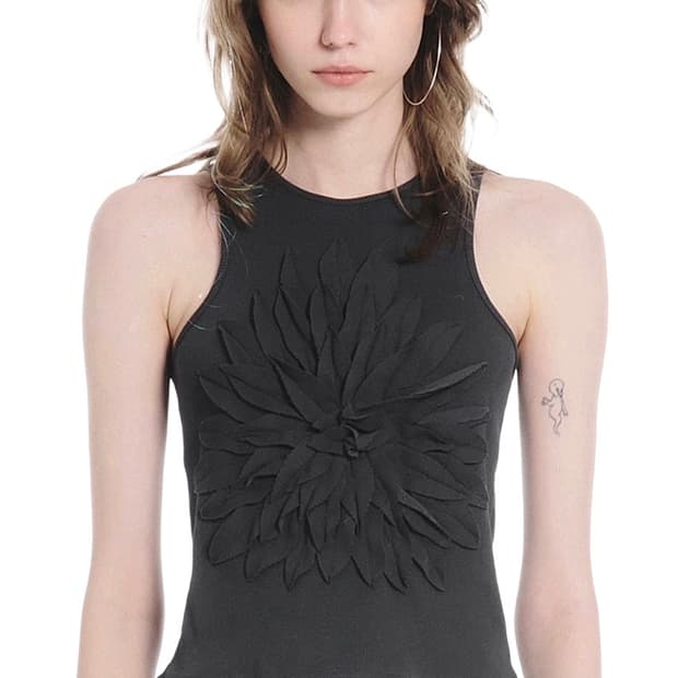 Flower Ribbed sleeveless