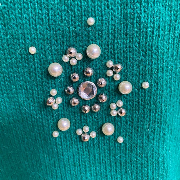 진주 비즈 니트 L