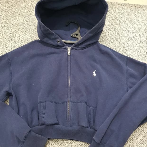 폴로 랄프로렌 크롭 후드집업 네이비 M 