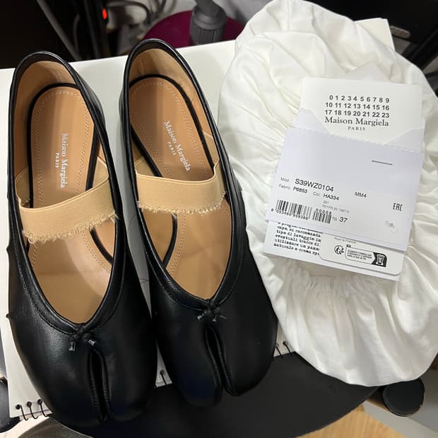 메종마르지엘라 타비 발레리나 플랫 엘라스틱밴드 37 블랙