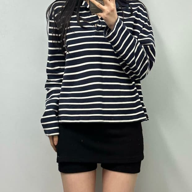 Cos 코스 스트라이프 긴팔 카라 티셔츠