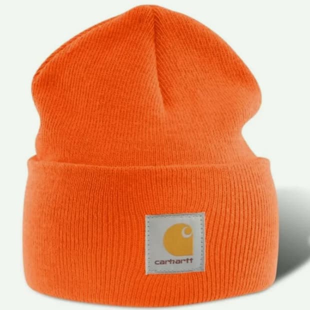 칼하트 로고 패치 아크릴 비니 오렌지