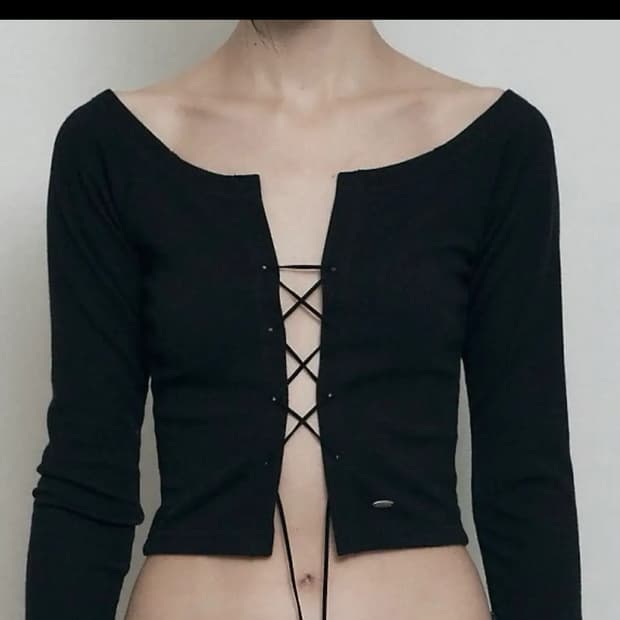 보헤미안서울 보헴서 아일렛 레이어드 가디건 세트 블랙