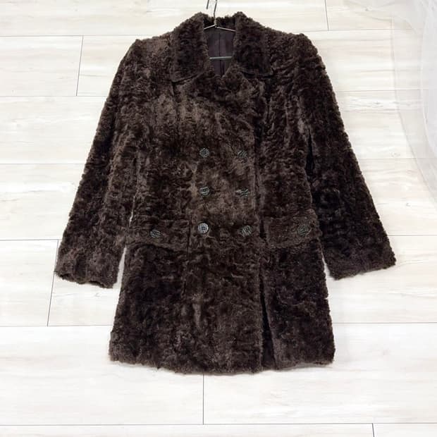 Deep Brown Fur Double Button Coat