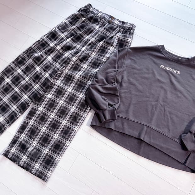 Earthmusic 그레이티셔츠 ehkasopo체크바지