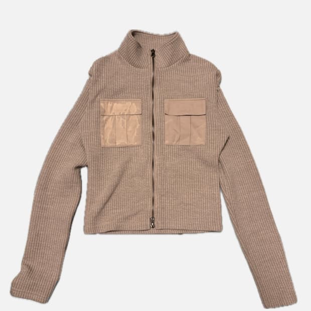 브라운 투웨이 니트 집업 자켓