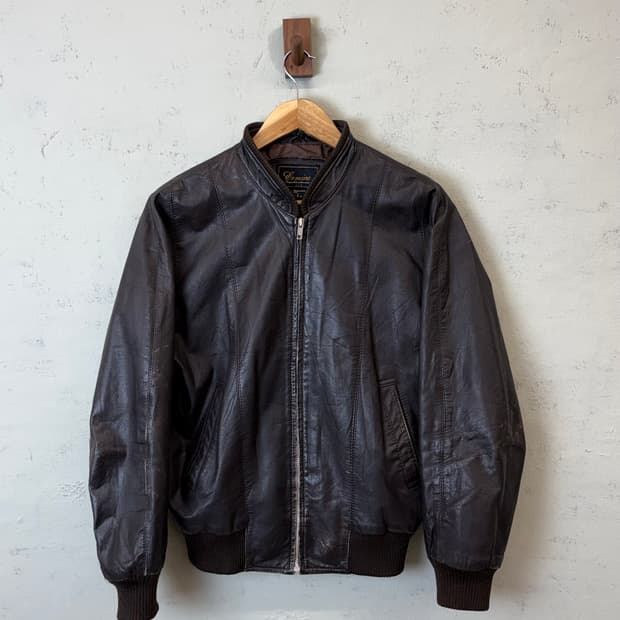 JPN 빈티지 레더 블루종 자켓 브라운