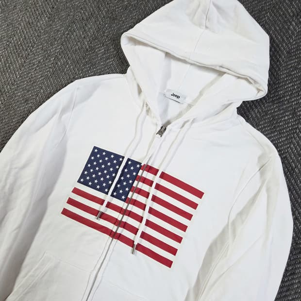지프 JEEP 성조기 화이트 후드집업