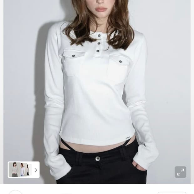 매고렌서울 포켓 헨리넥 리브드 롱슬리브