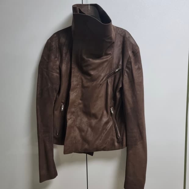 다크브라운 스웨이드 그런지 하이넥 자켓 릭오웬스 느낌