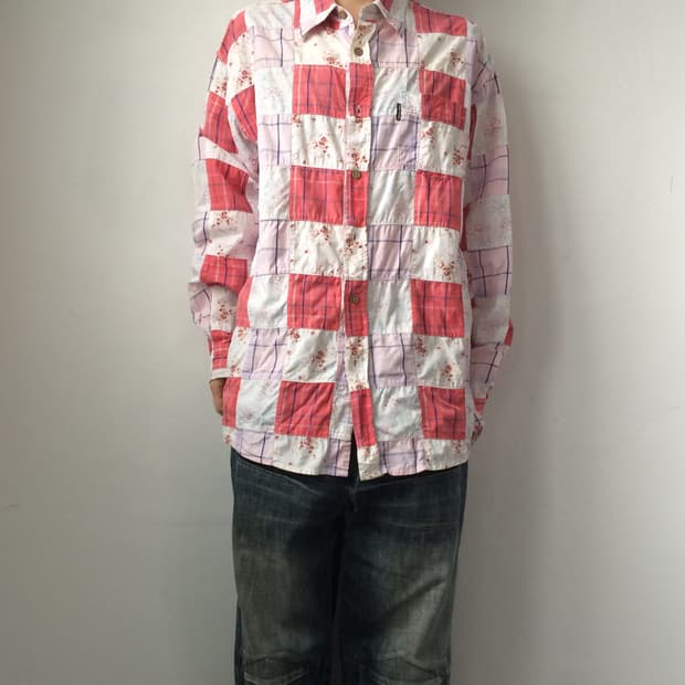 Patch work pattern shirt