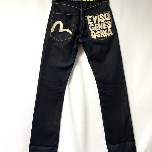 Evisu 에비수 오사카 여성 슬림핏 생지 흑청 데님팬츠 26