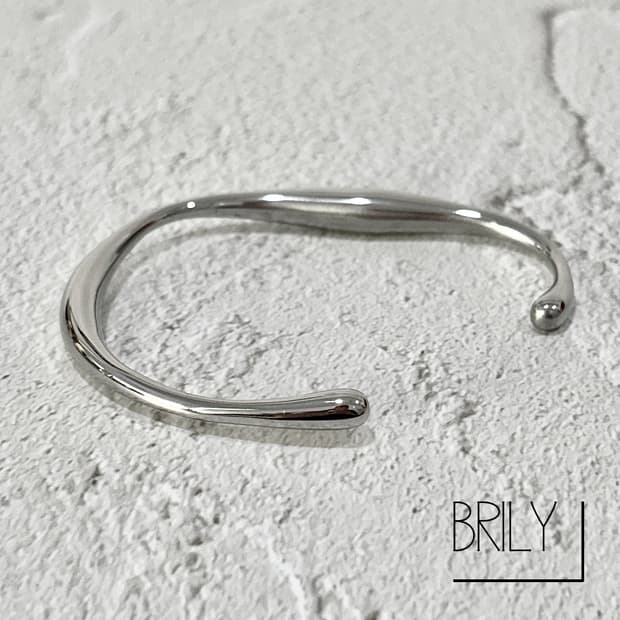 [Unisex] BOBO 커브드 라운드 써지컬 스틸 실버 뱅글 팔찌