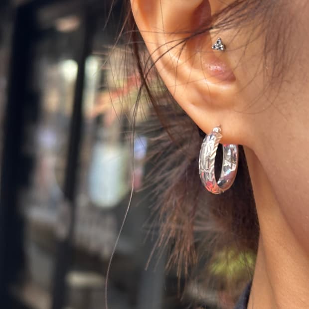 Shine Cut 925silver Hoop Earring✨