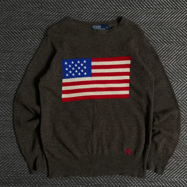 폴로 랄프로렌 성조기 빅로고 램스울 니트o 3334