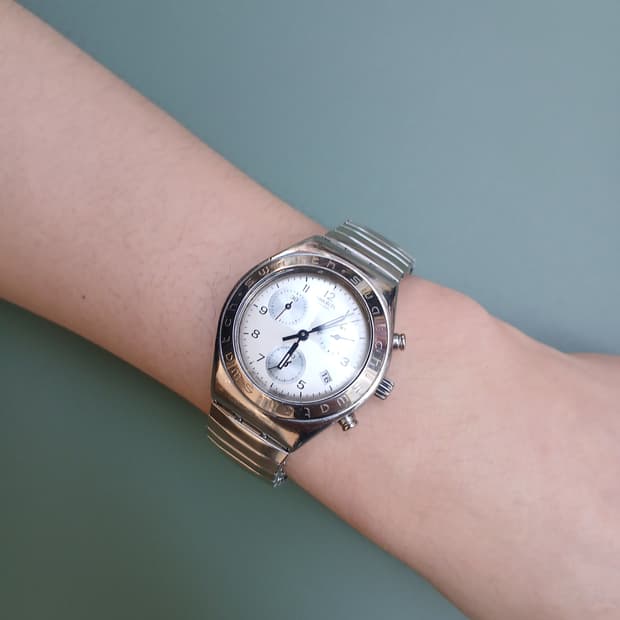 90s 빈티지 스와치 아이러니 크로노 쿼츠시계