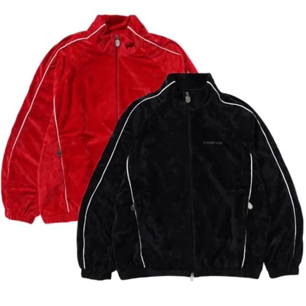베이프 로고 벨벳 릴렉스핏 트랙 자켓