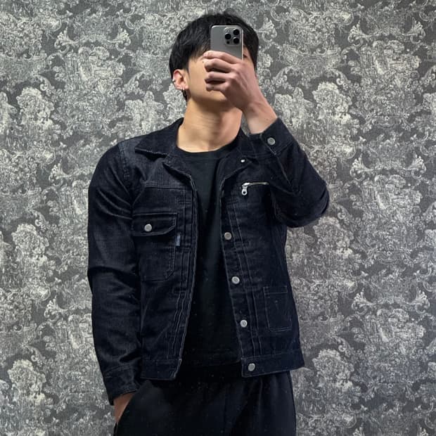 riful minimal garments / 스트라이프 데님 자켓