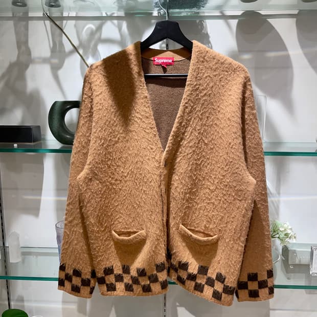 슈프림 brushed checkerboard cardigan