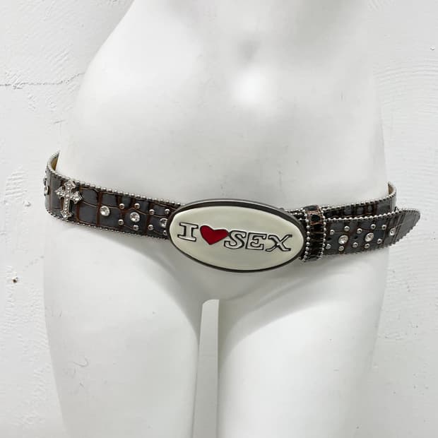 y2k 갸루 레터링 큐빅 버클 벨트