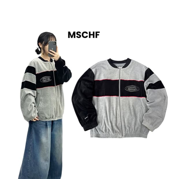 미스치프 벨루어 빅로고 집업 자켓