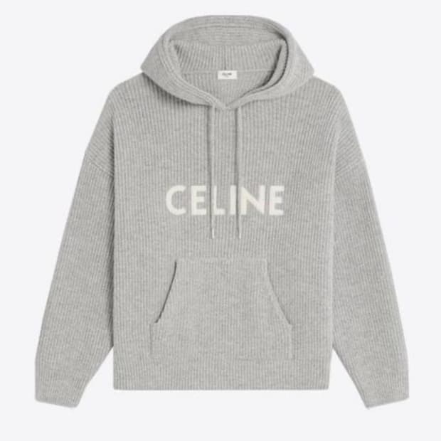 셀린느 / 리브드 울 로고 니트 후드 / M