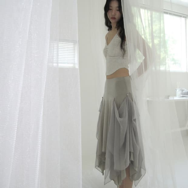[CLaddA] chiffon flutter skirt, grayish