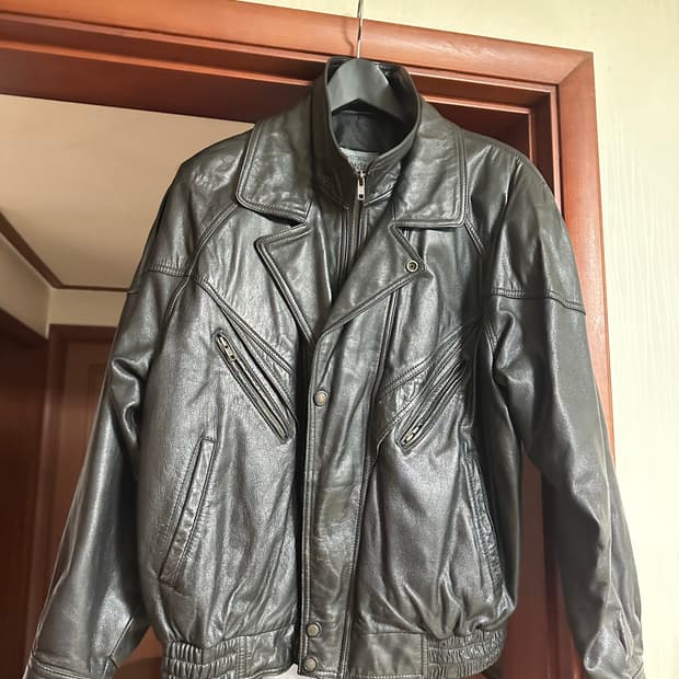 빈티지 소가죽 더블 카라 블루종 블랙 XL 사이즈