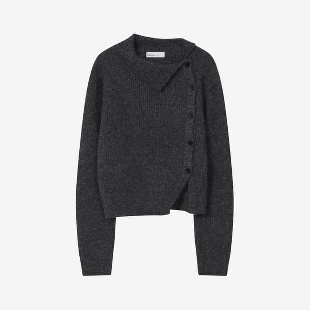 미세키서울 사이드 버튼 니트 차콜