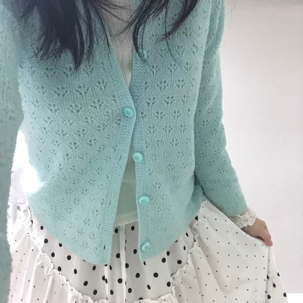 빈티지 모리걸 코디세트 긴팔 가디건 스커트 리즈리사 엑시즈팜