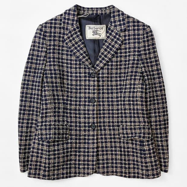 버버리 90s 올드머니룩 울 체크 블레이저 자켓 PN5235
