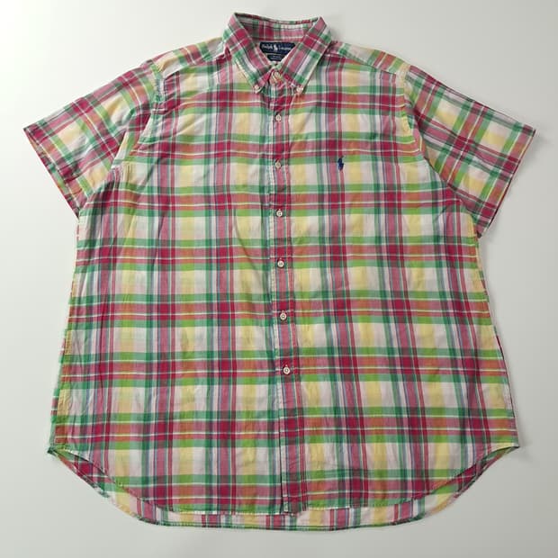 CA271 2XL 폴로 90s 트로피컬 마드라스 체크 반팔 셔츠 남방