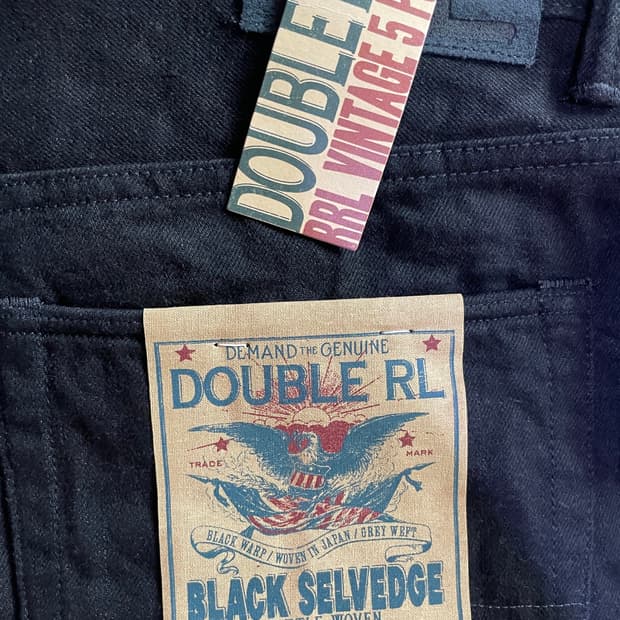 [34x32] RRL 빈티지 파이브 포켓 블랙 온 블랙