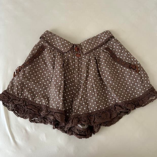 리즈리사 브라운 도트 레이스 큐롯 반바지 초코맛 라떼갸루 핀터깔