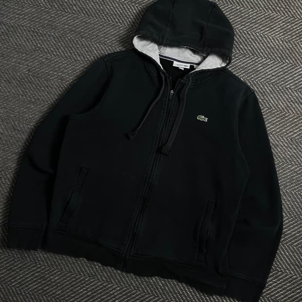 라코스테 자수로고 미니멀 후드 집업y 4346