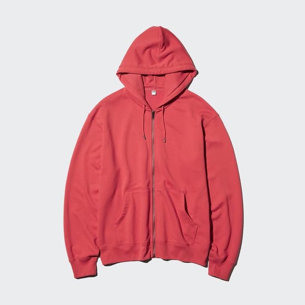 [L] 유니클로 스웨트 풀집파카 후드집업 레드